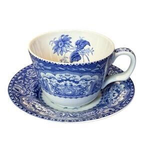 SPODE Blue Room Collection “Floral" Series Tea Cup & Saucer Set c1830